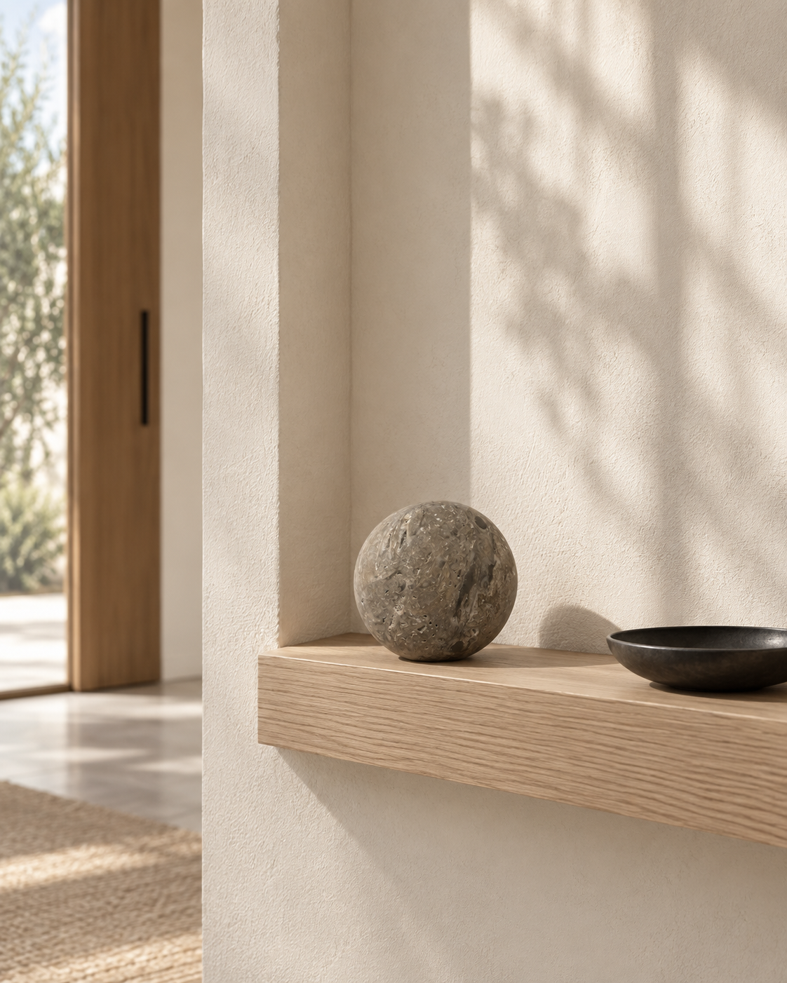 Silver Travertine Sphere