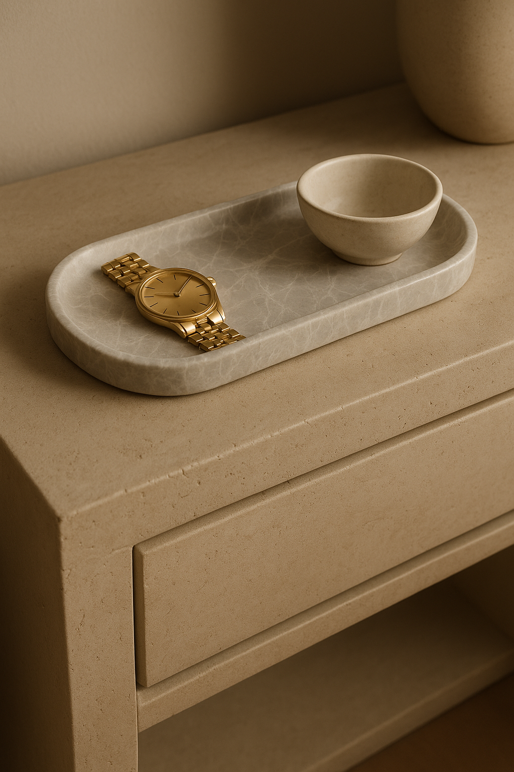 Beige Oval Marble Tray