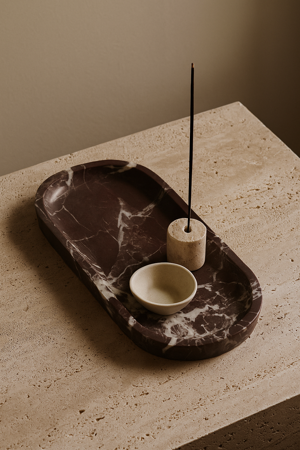 Rosso Levanto Marble Oval Tray