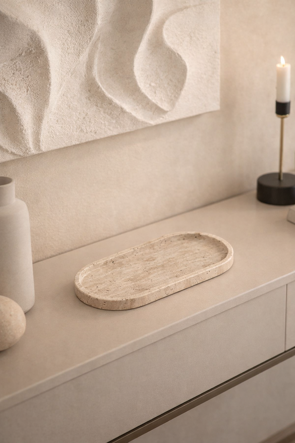 Travertine Oval Marble Tray