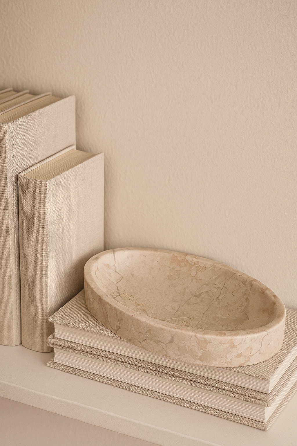 Beige Oval Marble Tray