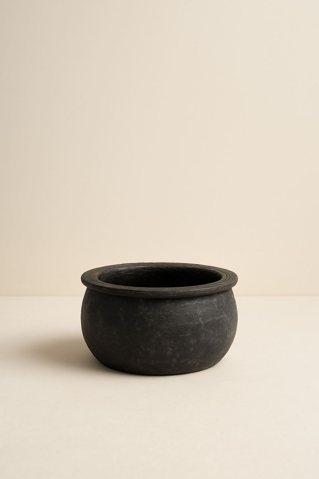 Black Rustic Unglazed Terracotta Pot