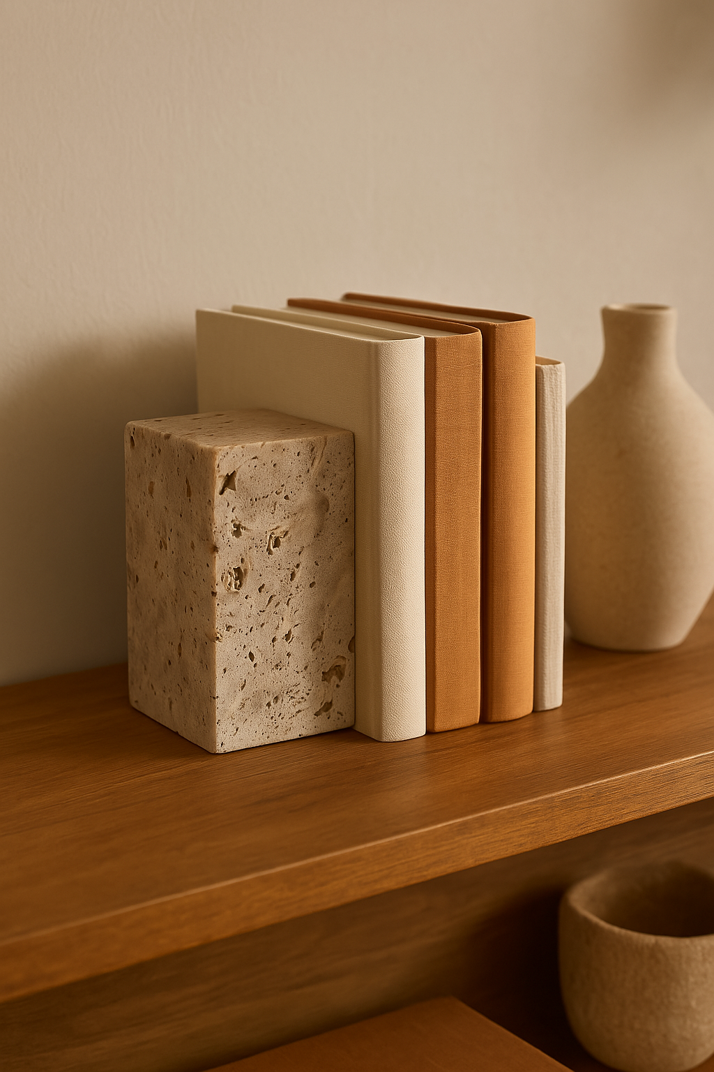 Travertine Cubic Bookend Set