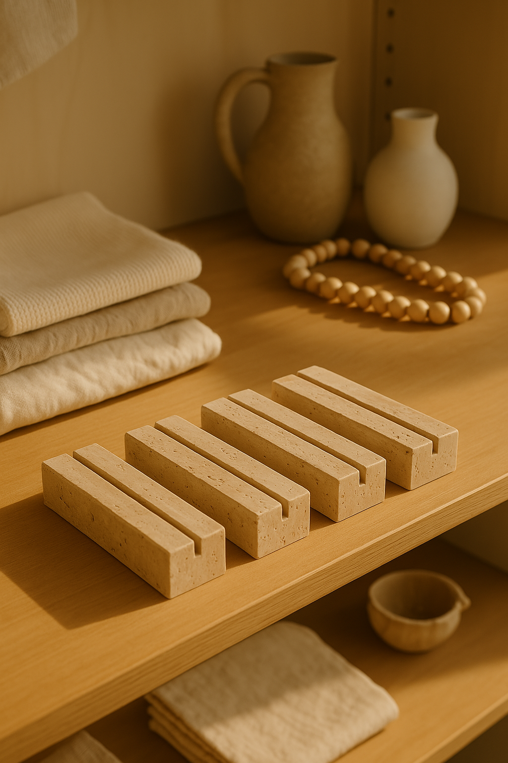 Travertine Card Holder Set of 4