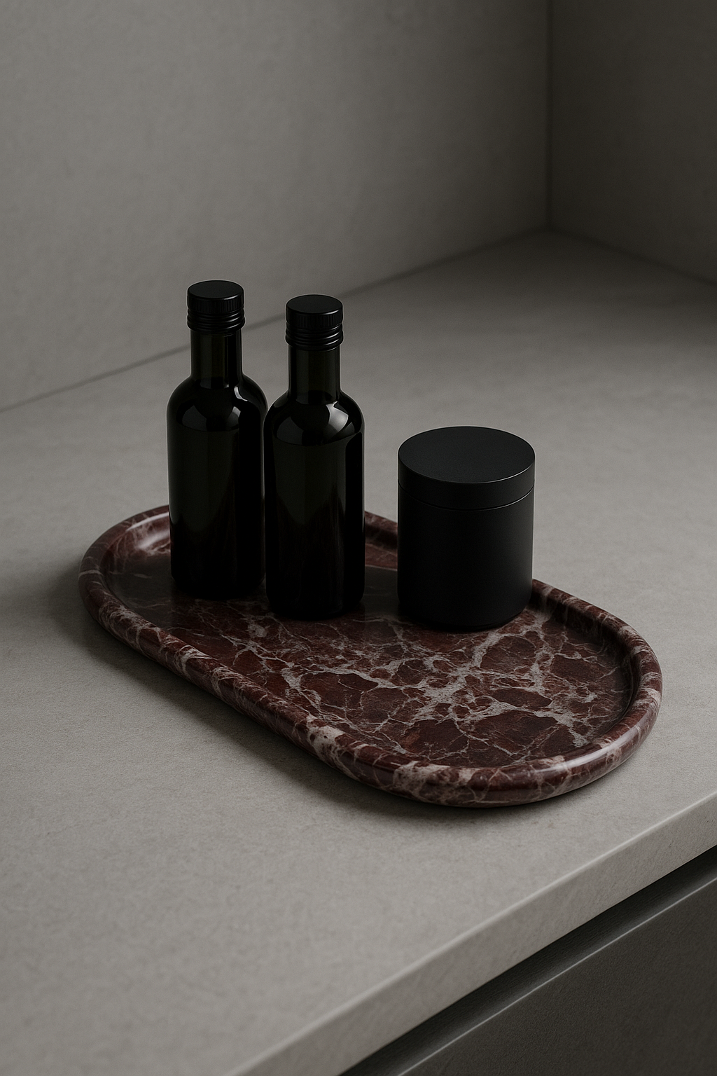 Rosso Levanto Marble Oval Tray