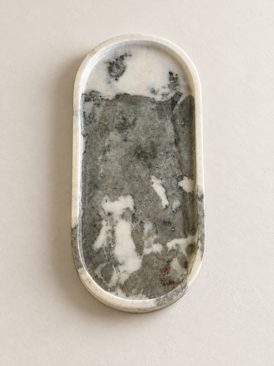 Ice Jade Marble Oval Tray