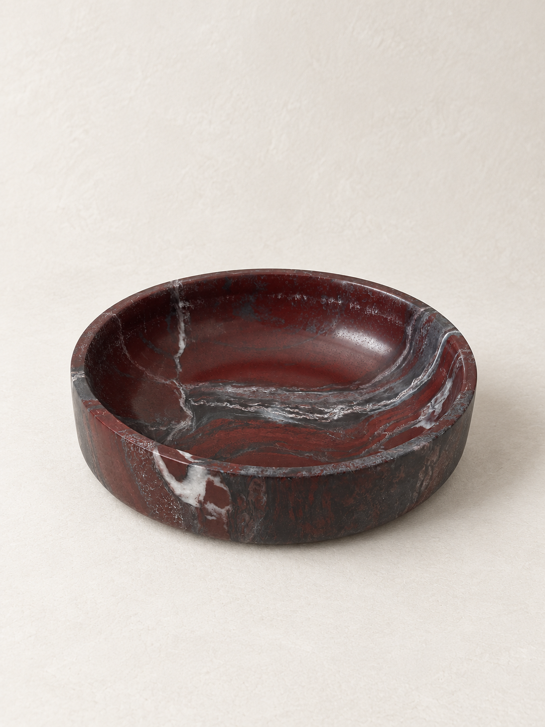 Handcrafted Round Burgundy Bowl