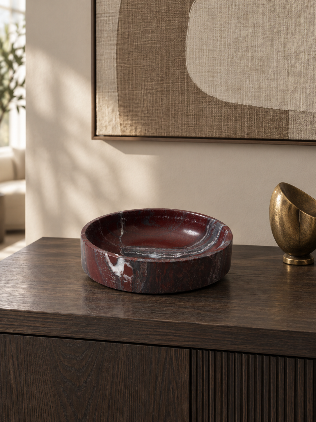 Handcrafted Round Burgundy Bowl