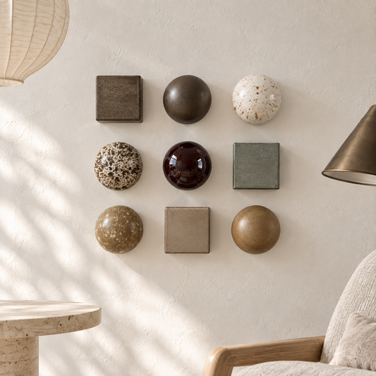 9 Piece Japandi Stonenware Wall Domes