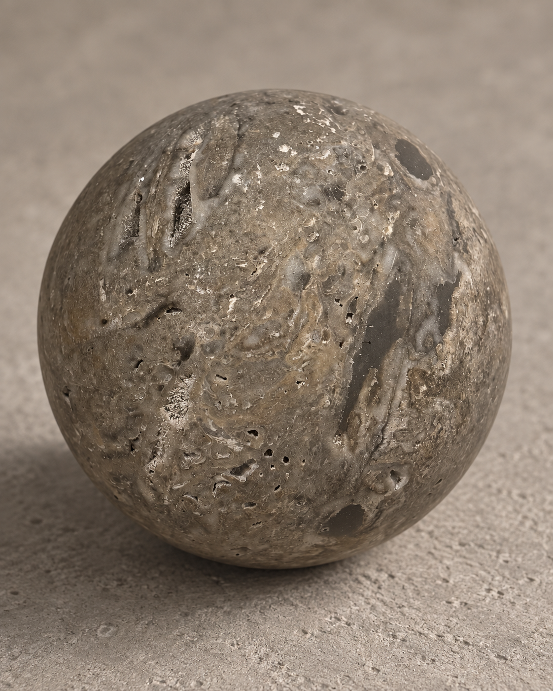 Silver Travertine Sphere