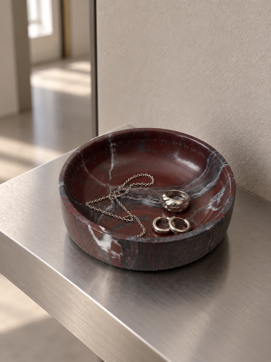 Handcrafted Round Burgundy Bowl