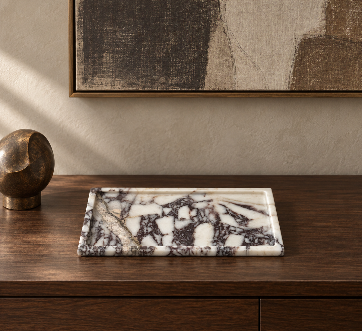 Calacatta Viola Marble Rectangular Tray