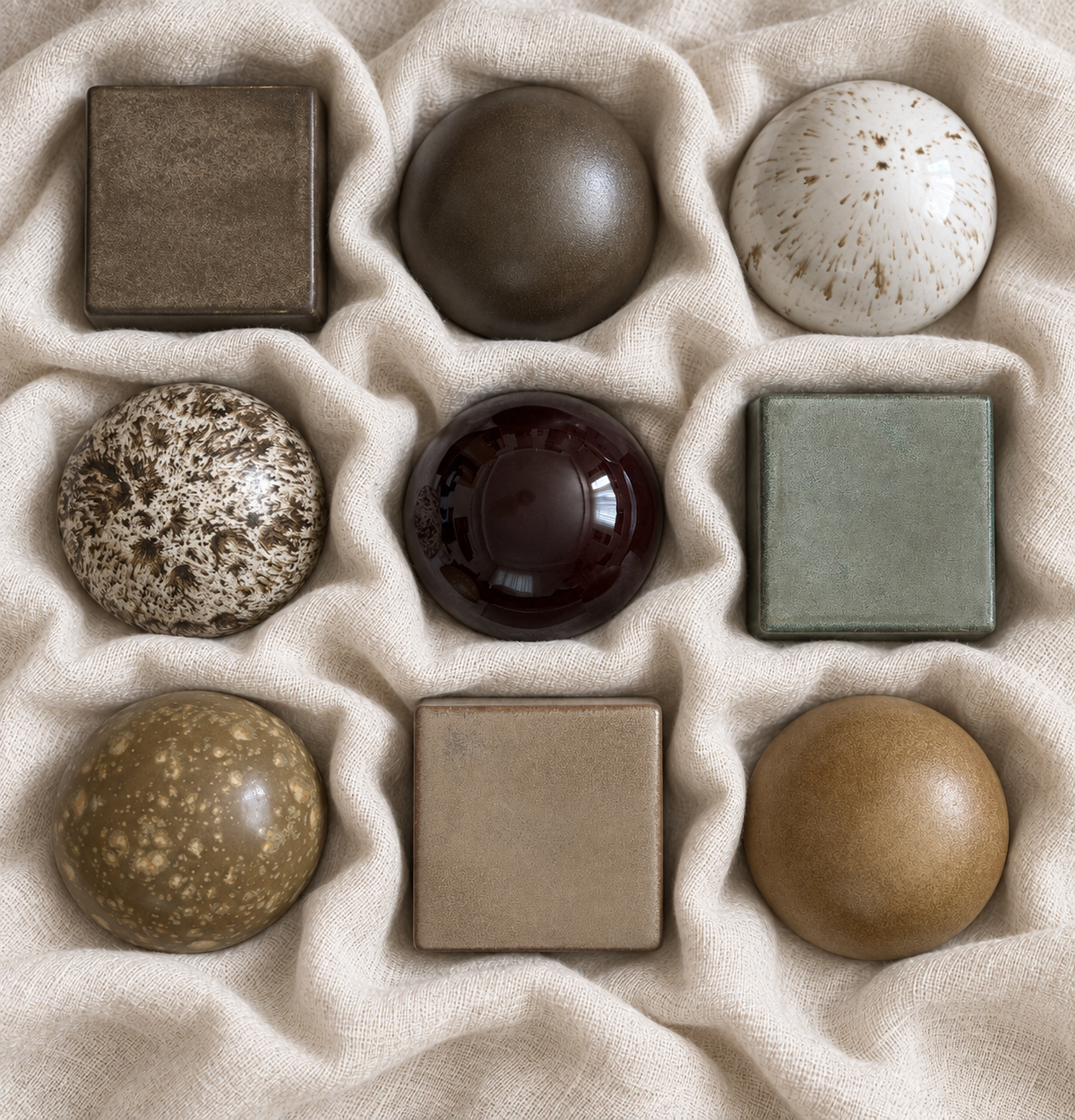 9 Piece Japandi Stonenware Wall Domes