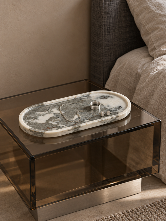 Ice Jade Marble Oval Tray