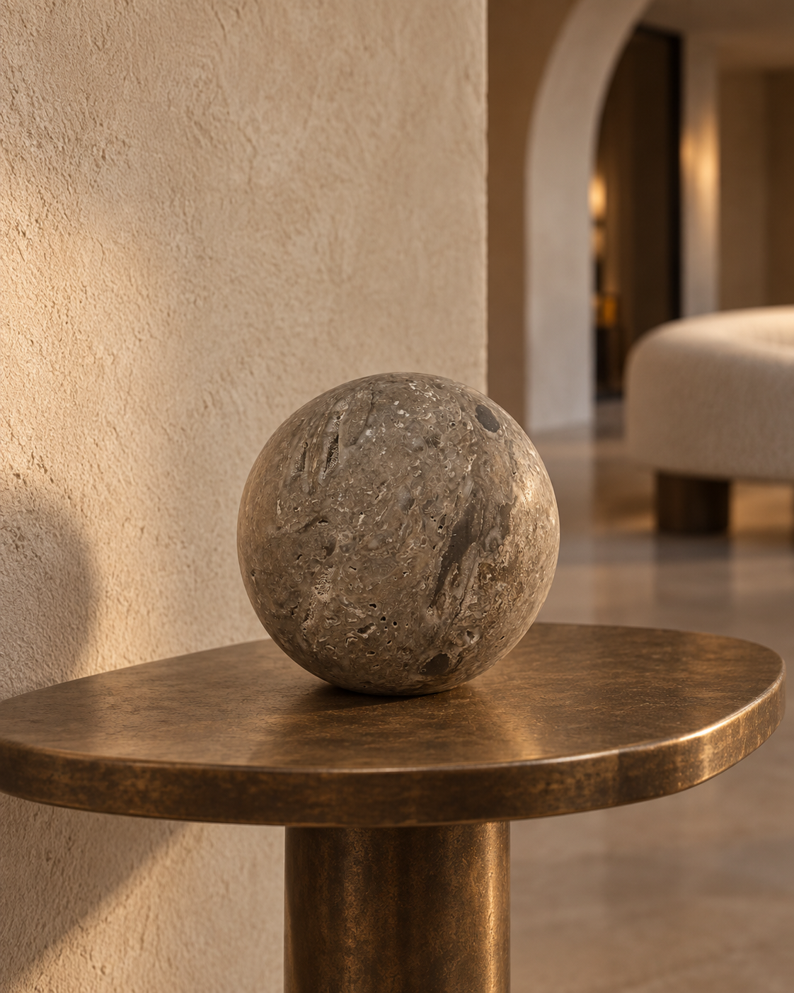 Silver Travertine Sphere