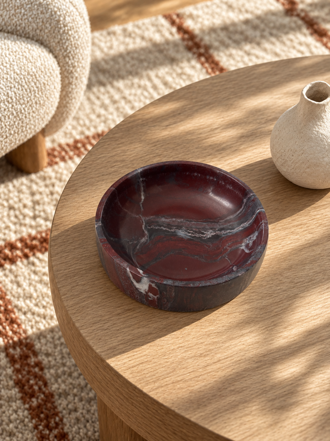 Handcrafted Round Burgundy Bowl