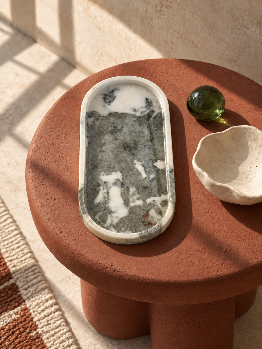 Ice Jade Marble Oval Tray