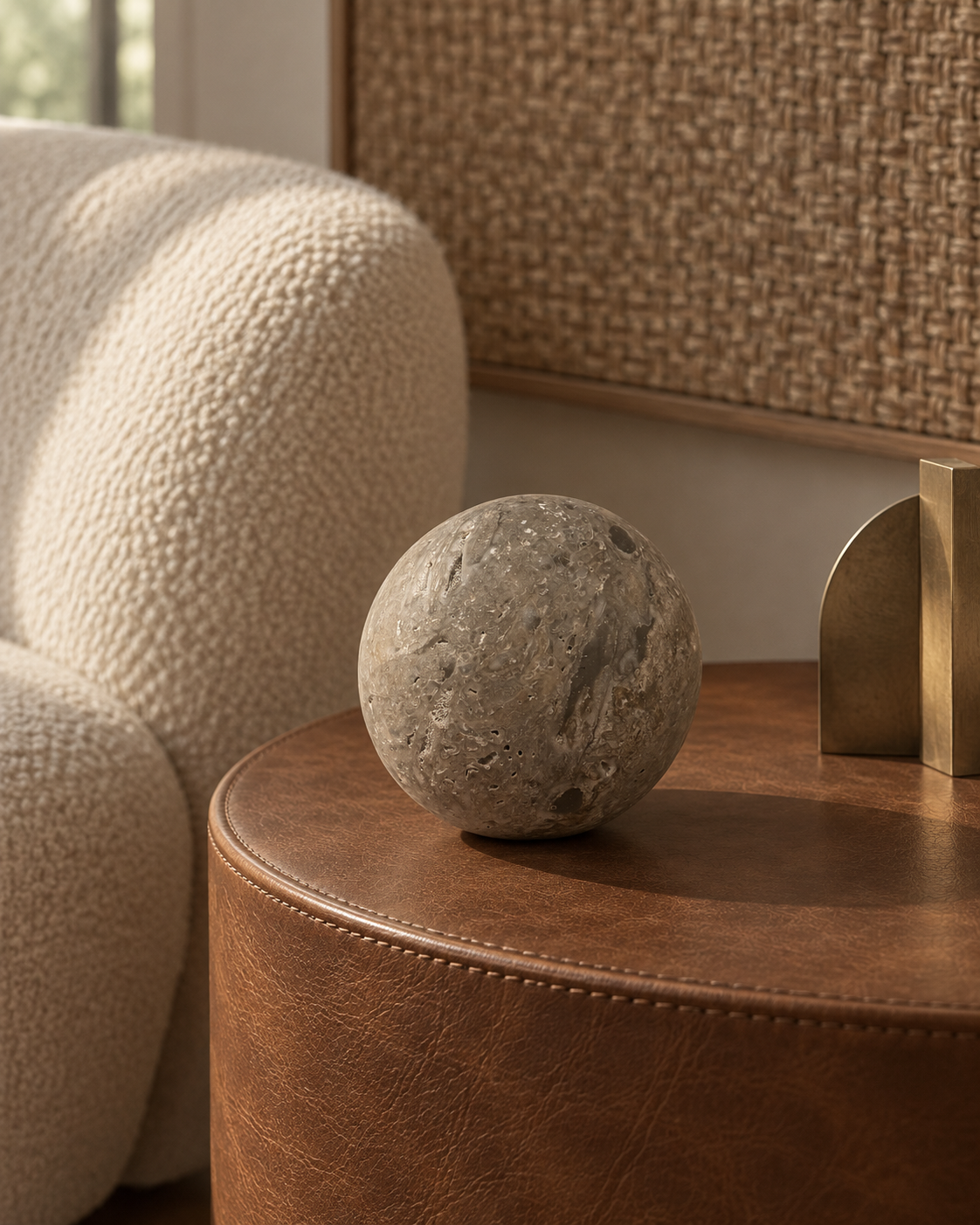 Silver Travertine Sphere