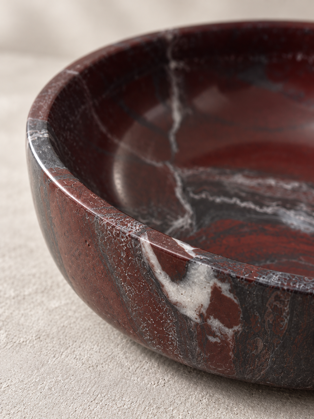 Handcrafted Round Burgundy Bowl