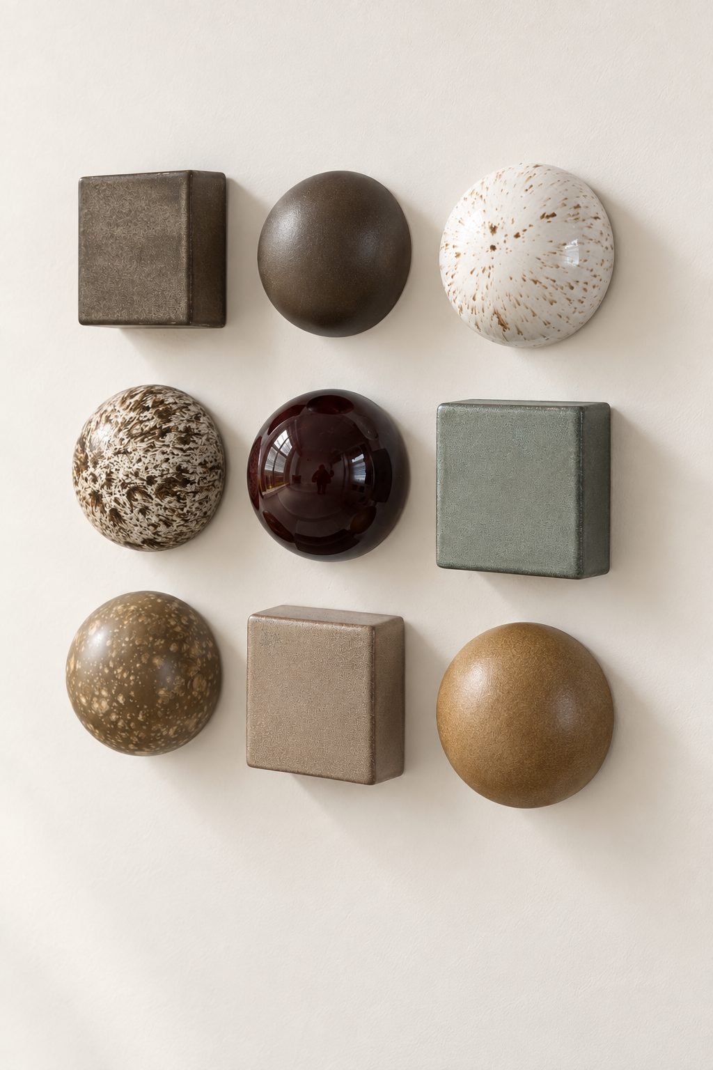 9 Piece Japandi Stonenware Wall Domes