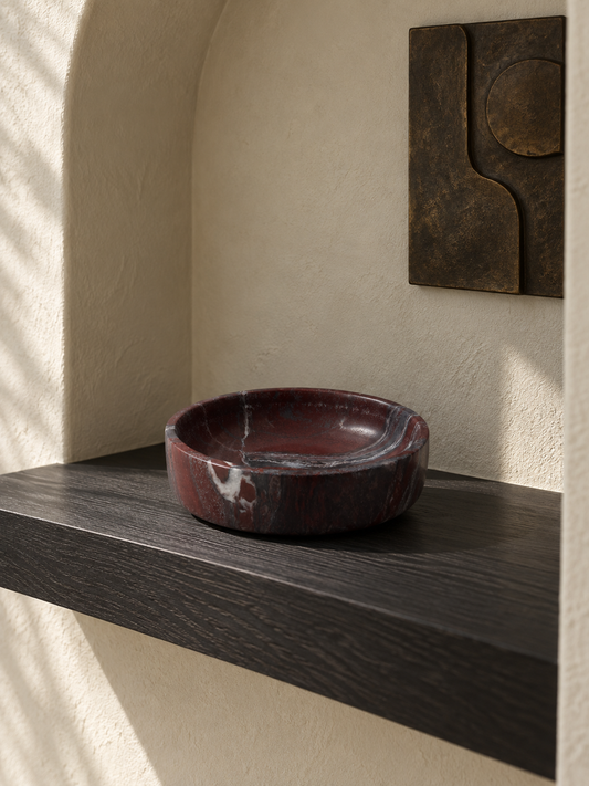 Handcrafted Round Burgundy Bowl