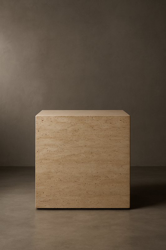Travertine Plinth Side Table