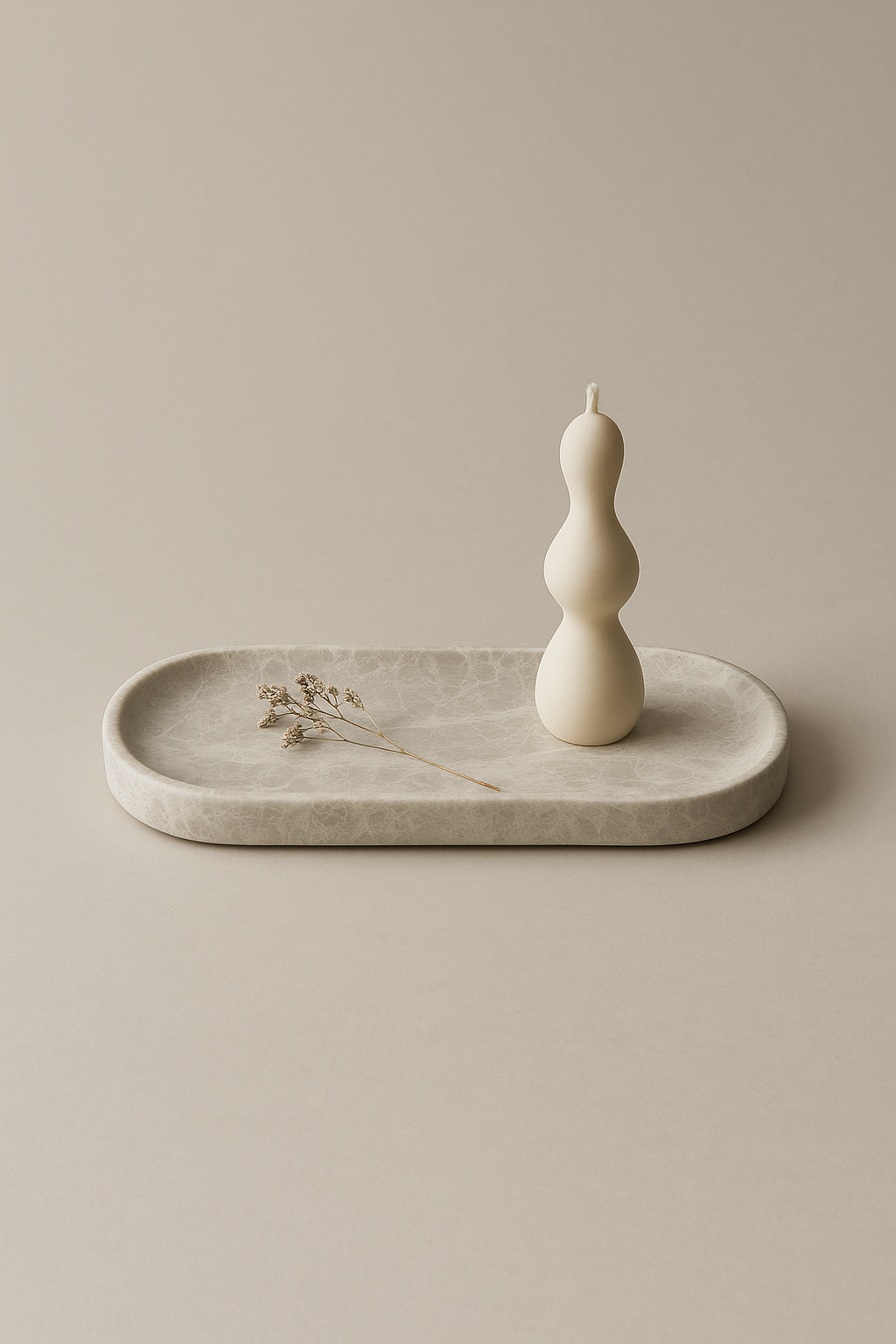 Beige Oval Marble Tray