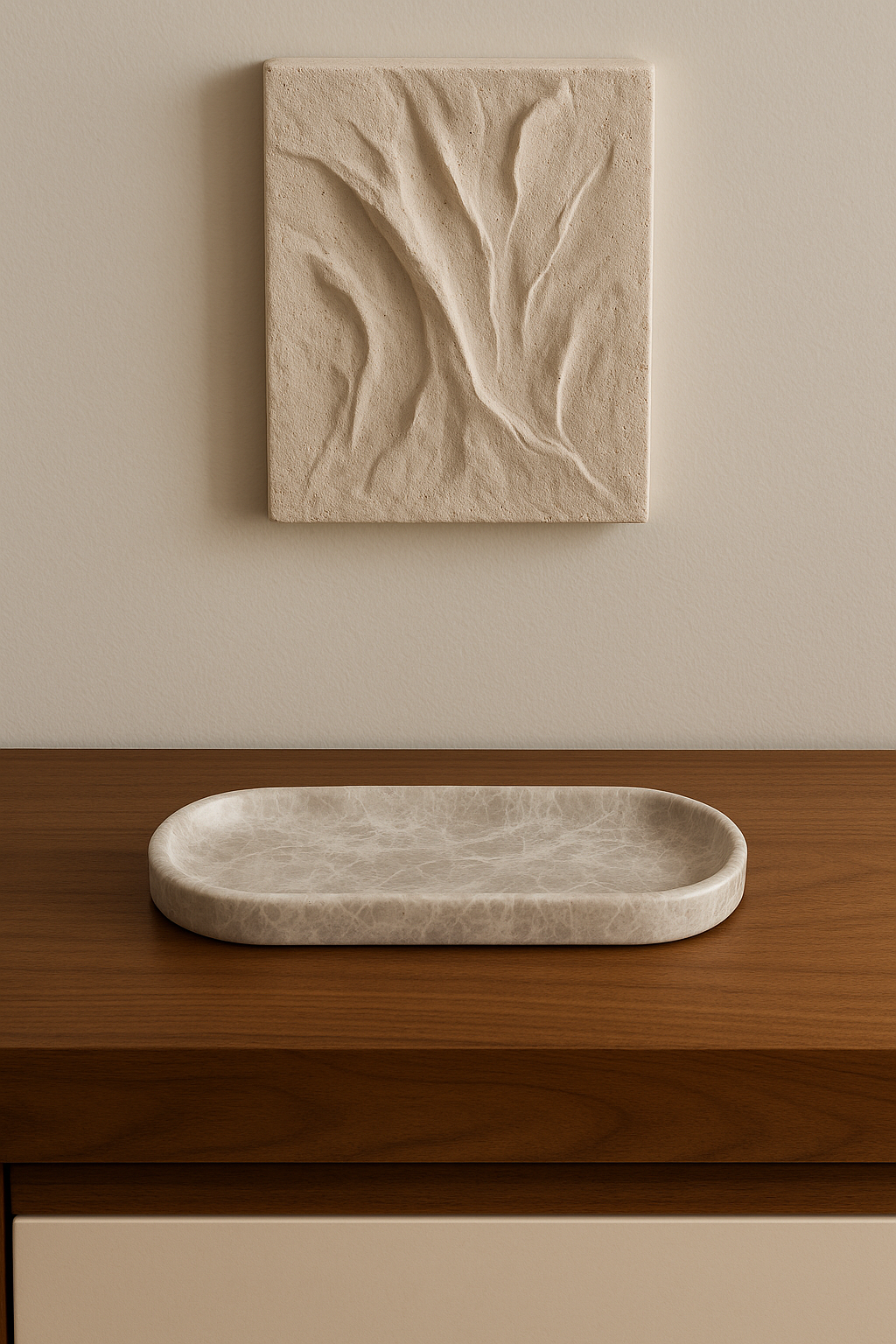 Beige Oval Marble Tray