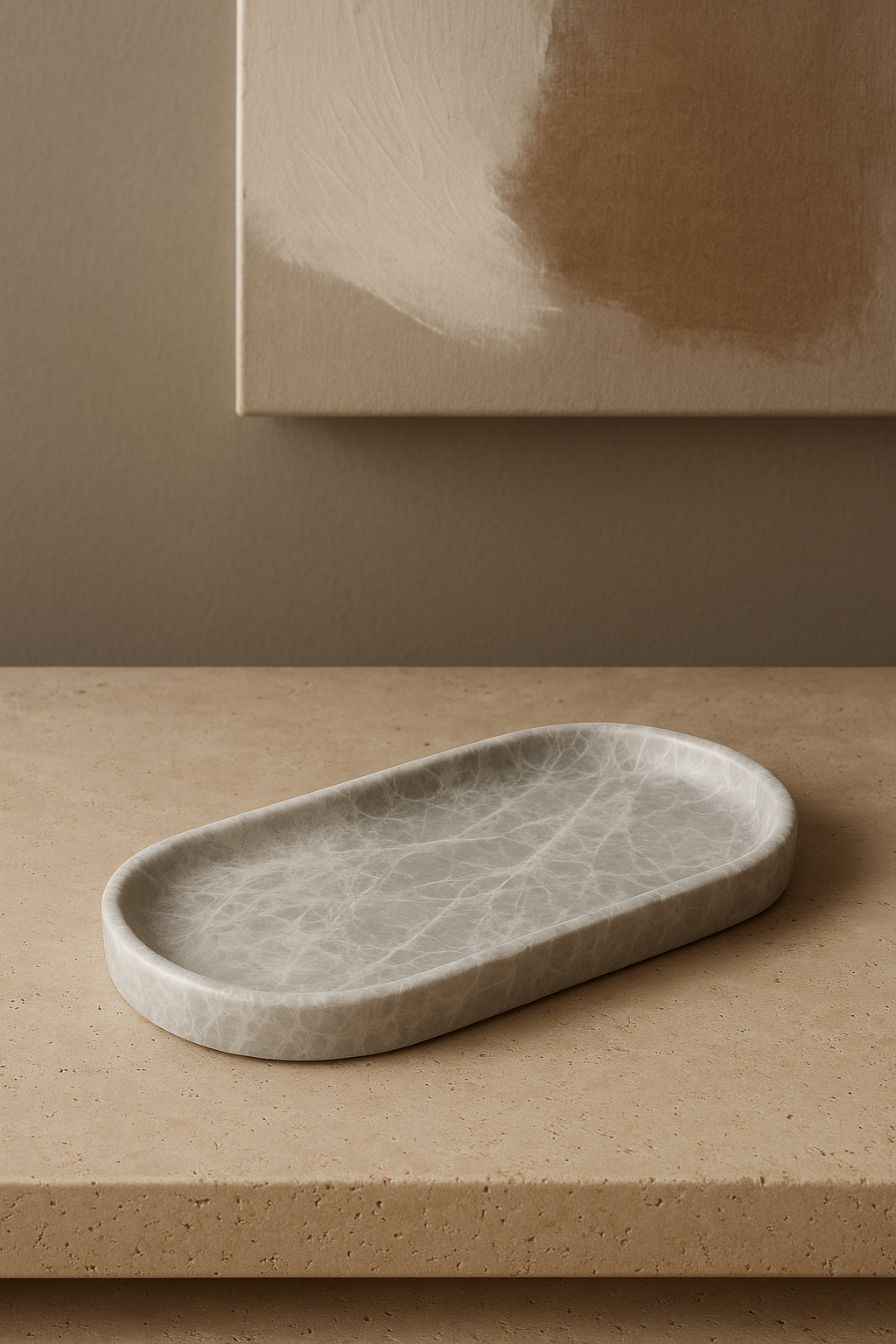 Beige Oval Marble Tray