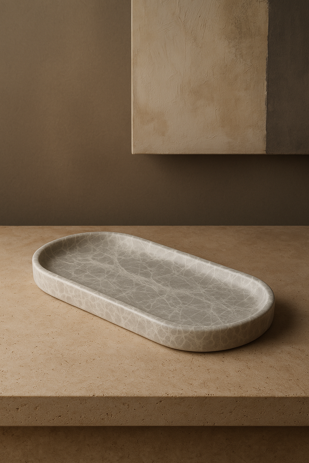 Beige Oval Marble Tray