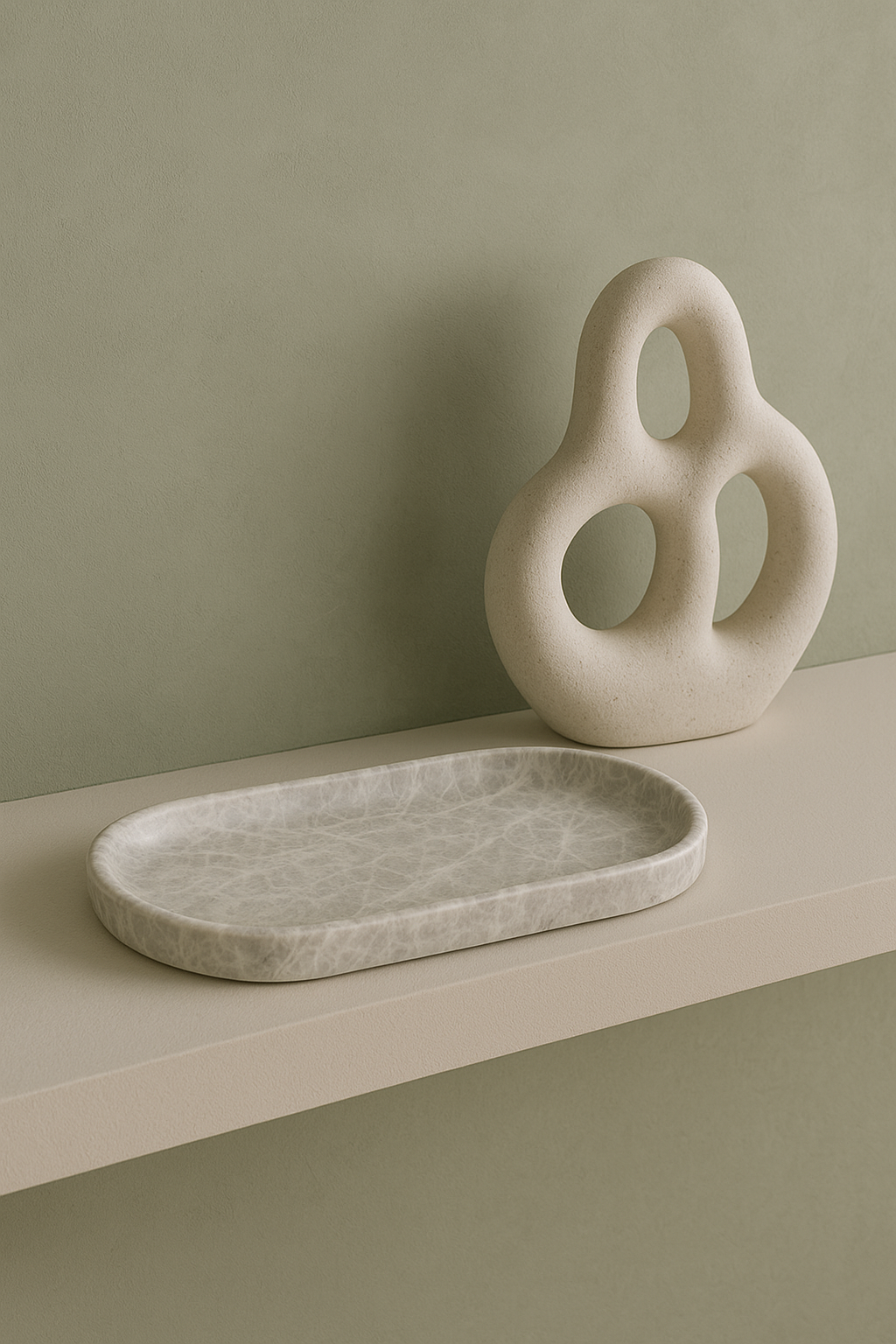 Beige Oval Marble Tray