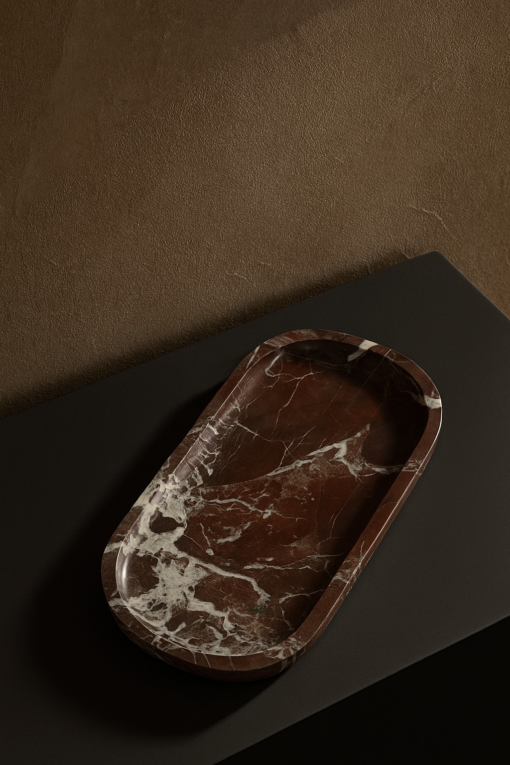 Rosso Levanto Marble Oval Tray