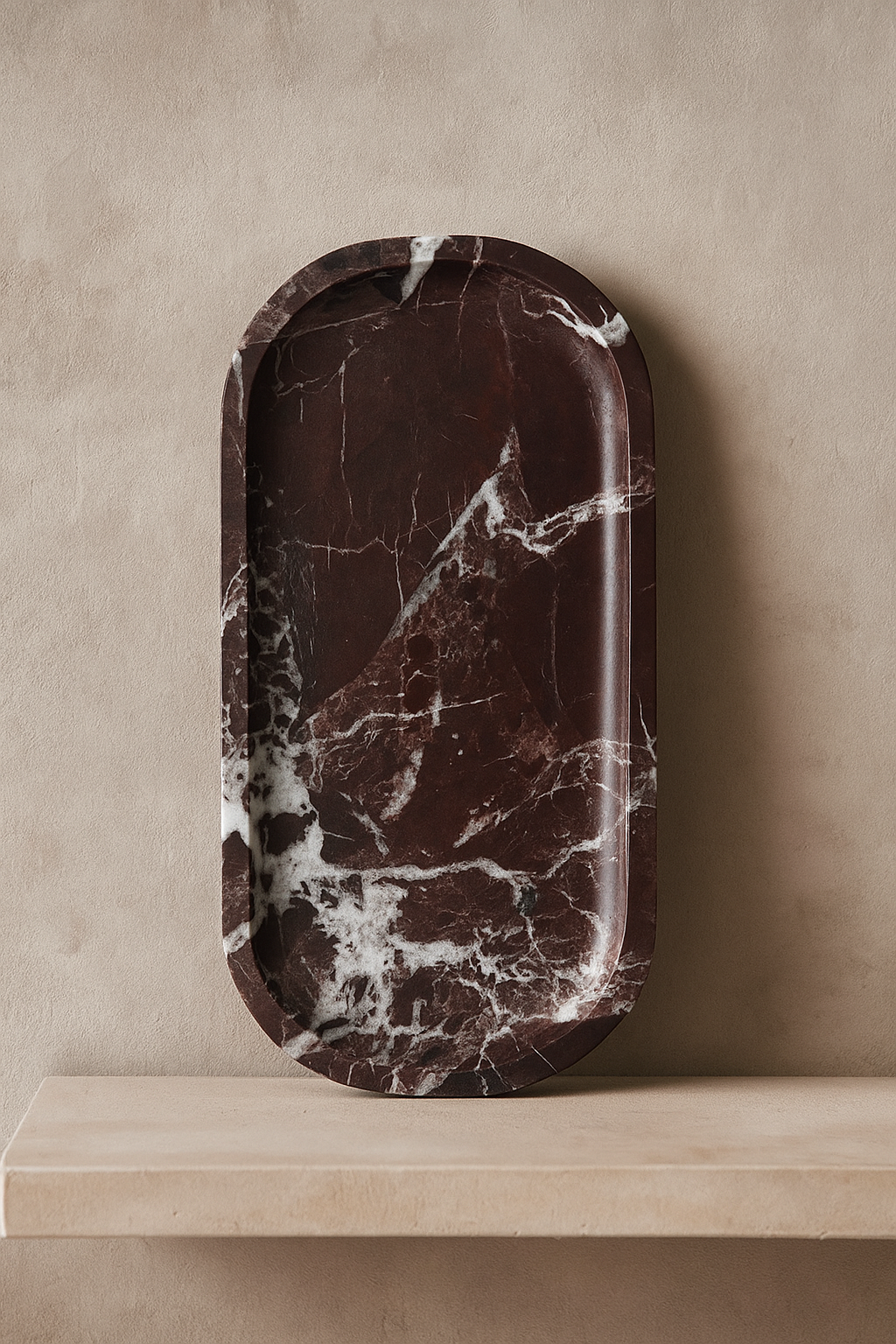 Rosso Levanto Marble Oval Tray