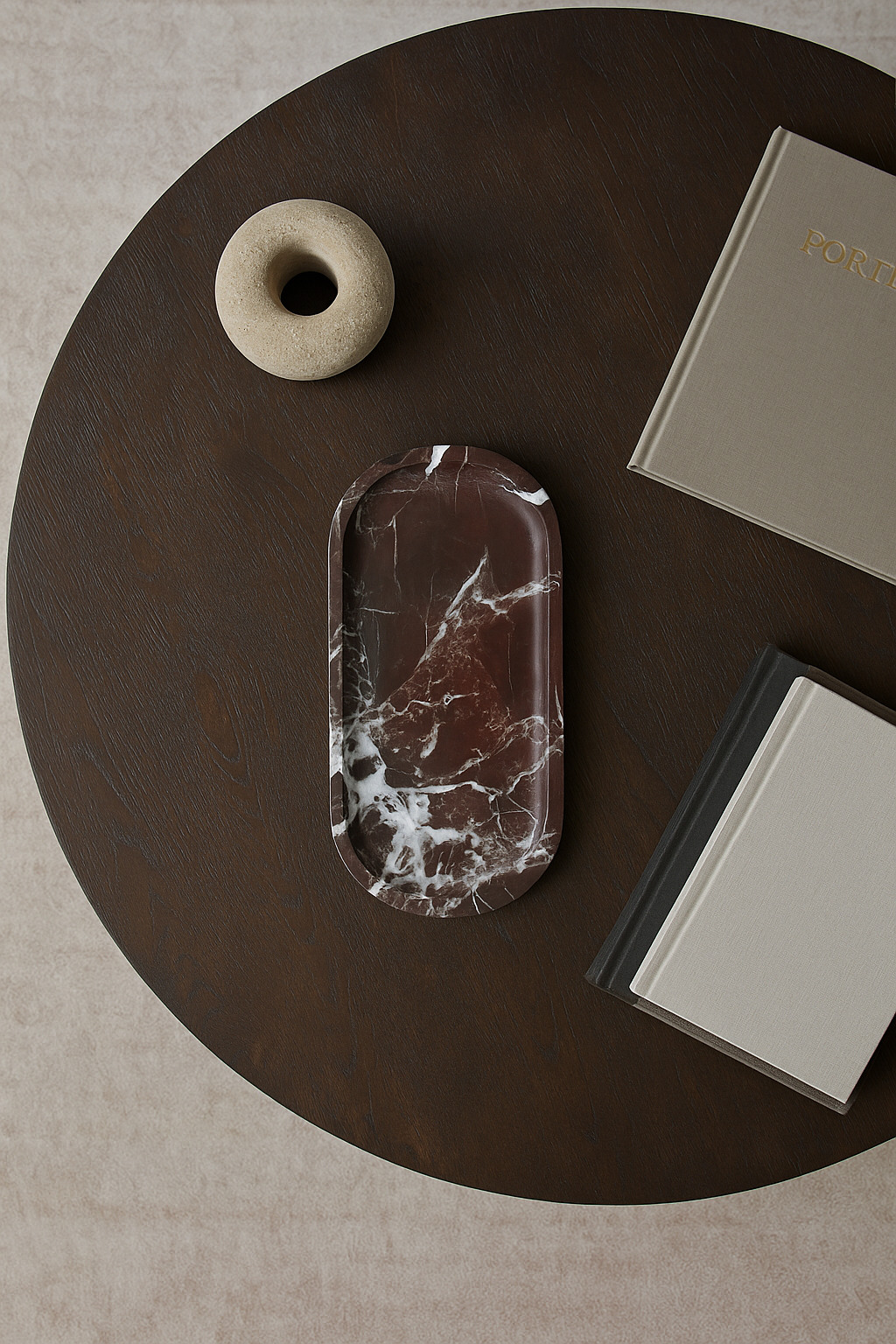 Rosso Levanto Marble Oval Tray