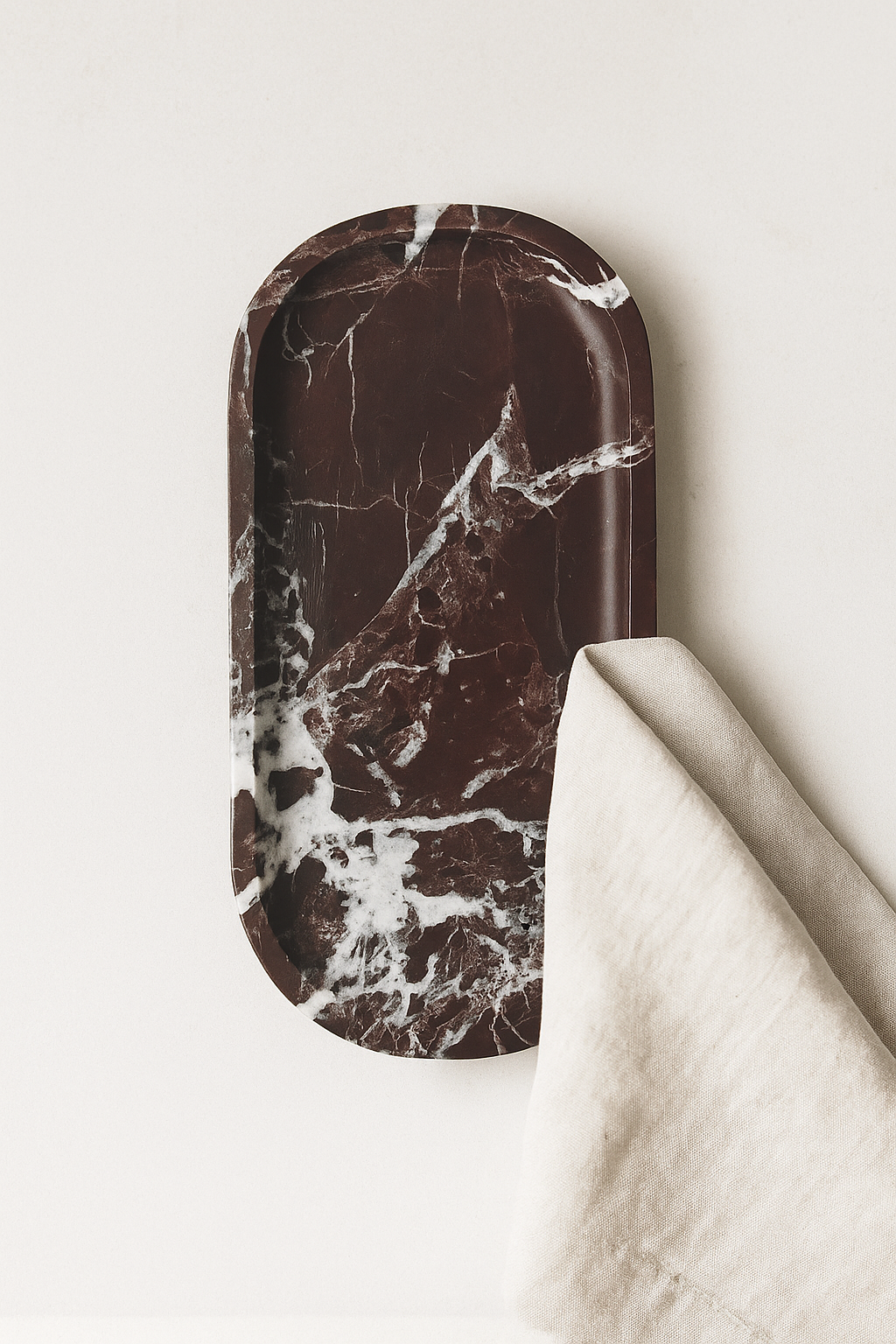 Rosso Levanto Marble Oval Tray
