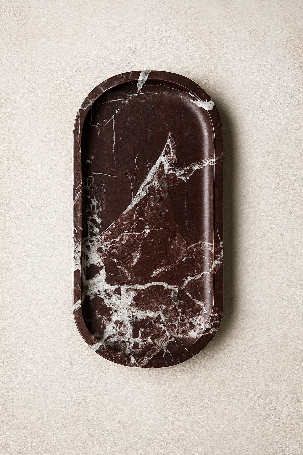 Rosso Levanto Marble Oval Tray
