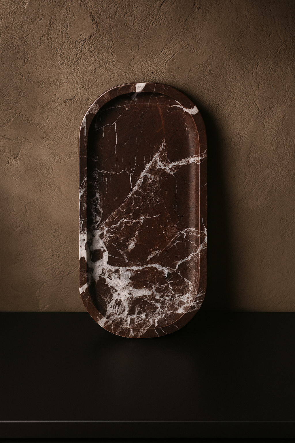 Rosso Levanto Marble Oval Tray
