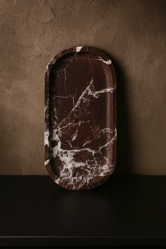 Rosso Levanto Marble Oval Tray