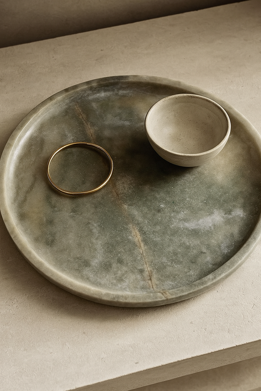 Green Marble Round Tray