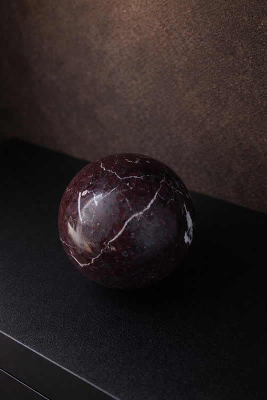 Handmade Rosso Levanto Marble Sphere