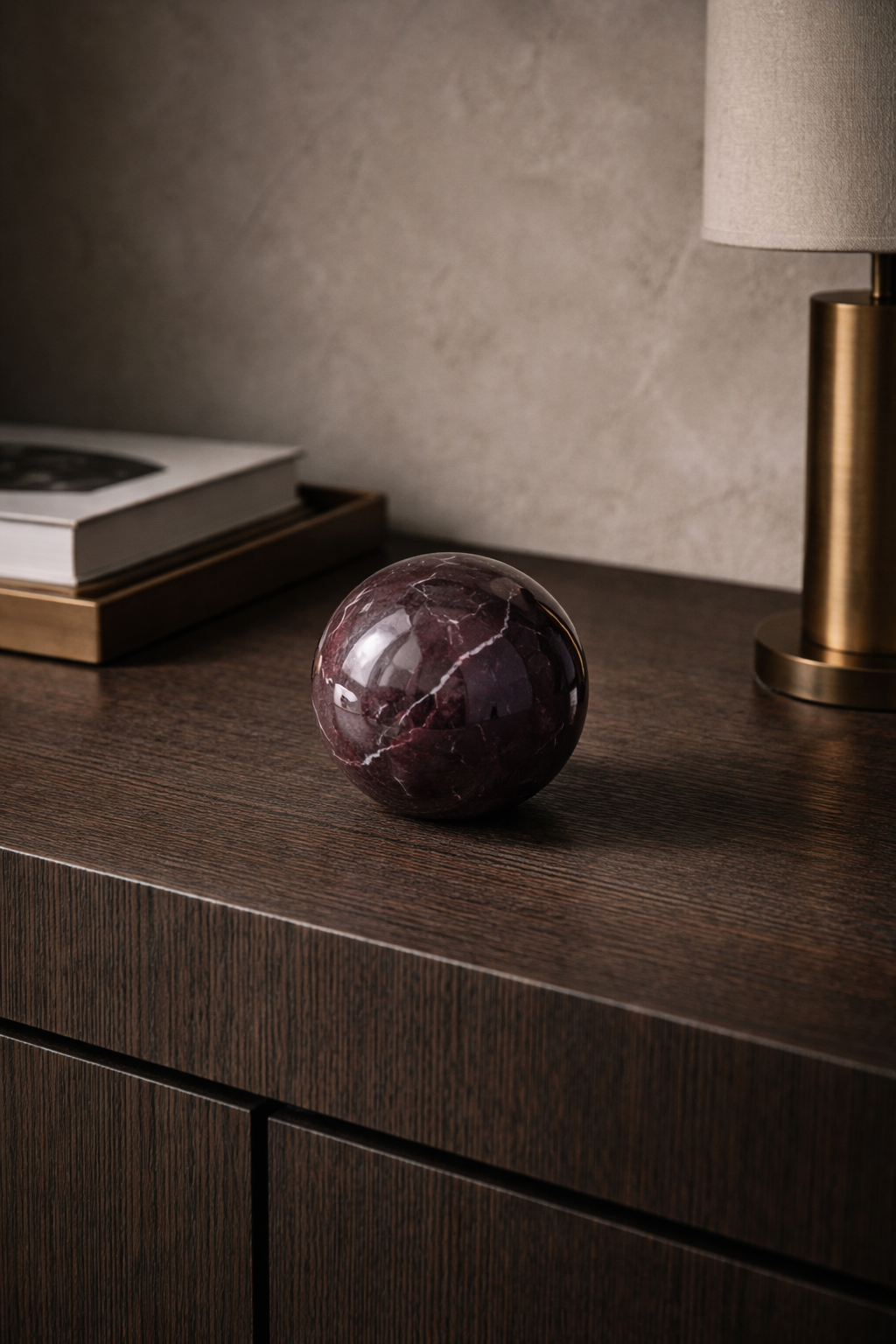 Handmade Rosso Levanto Marble Sphere