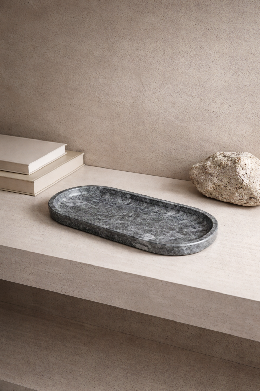 Gray Marble Oval Tray