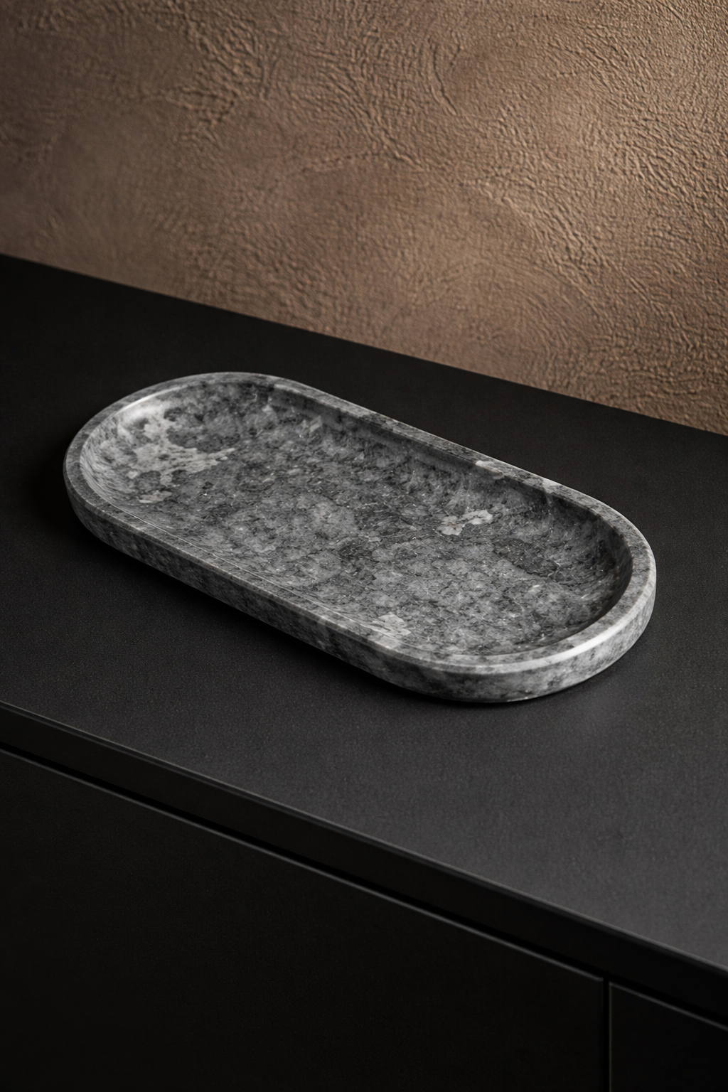 Gray Marble Oval Tray