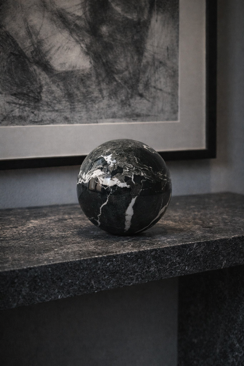 Nero Marquina Marble Sphere