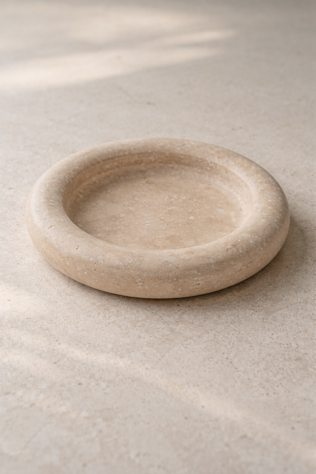 Beige Travertine Round Catchall