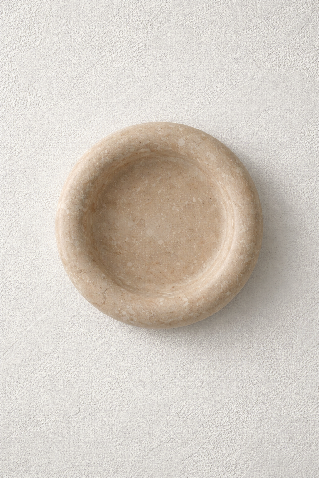 Beige Travertine Round Catchall