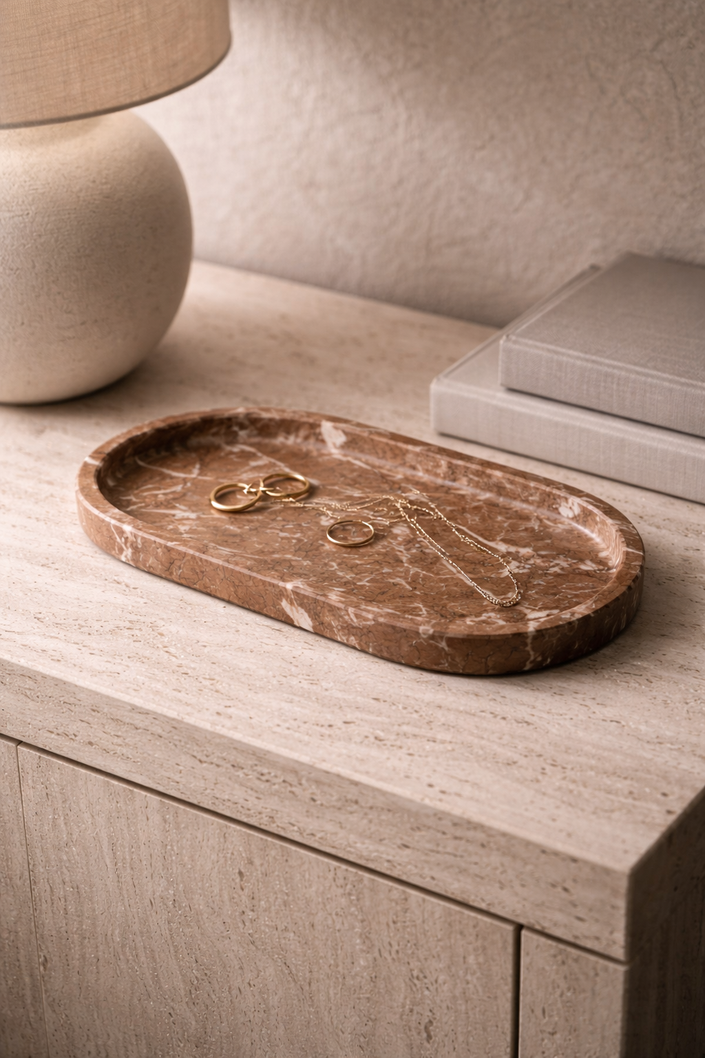 Red Marble Decorative Tray