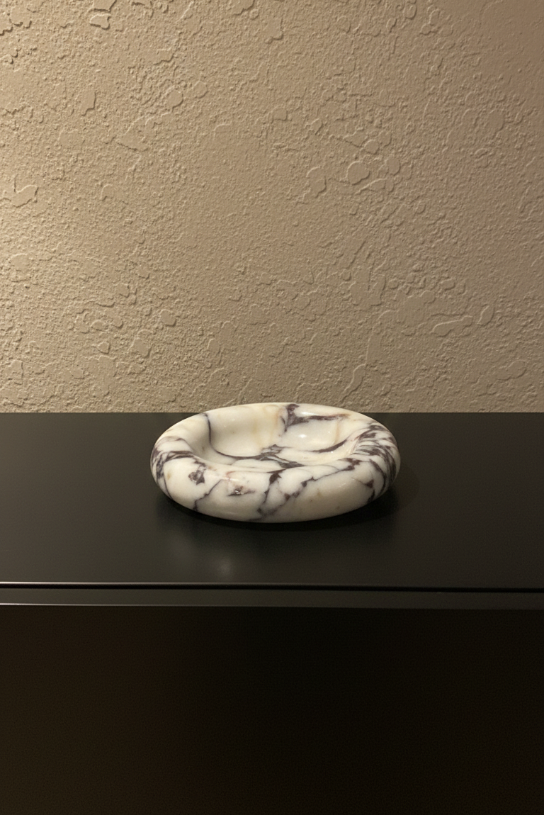 Polished Calacatta Viola Marble Decorative Bowl