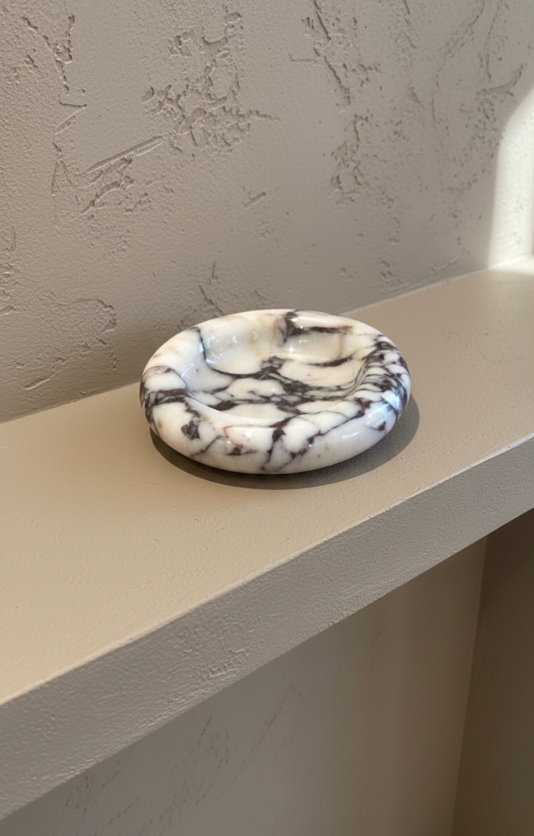 Polished Calacatta Viola Marble Decorative Bowl