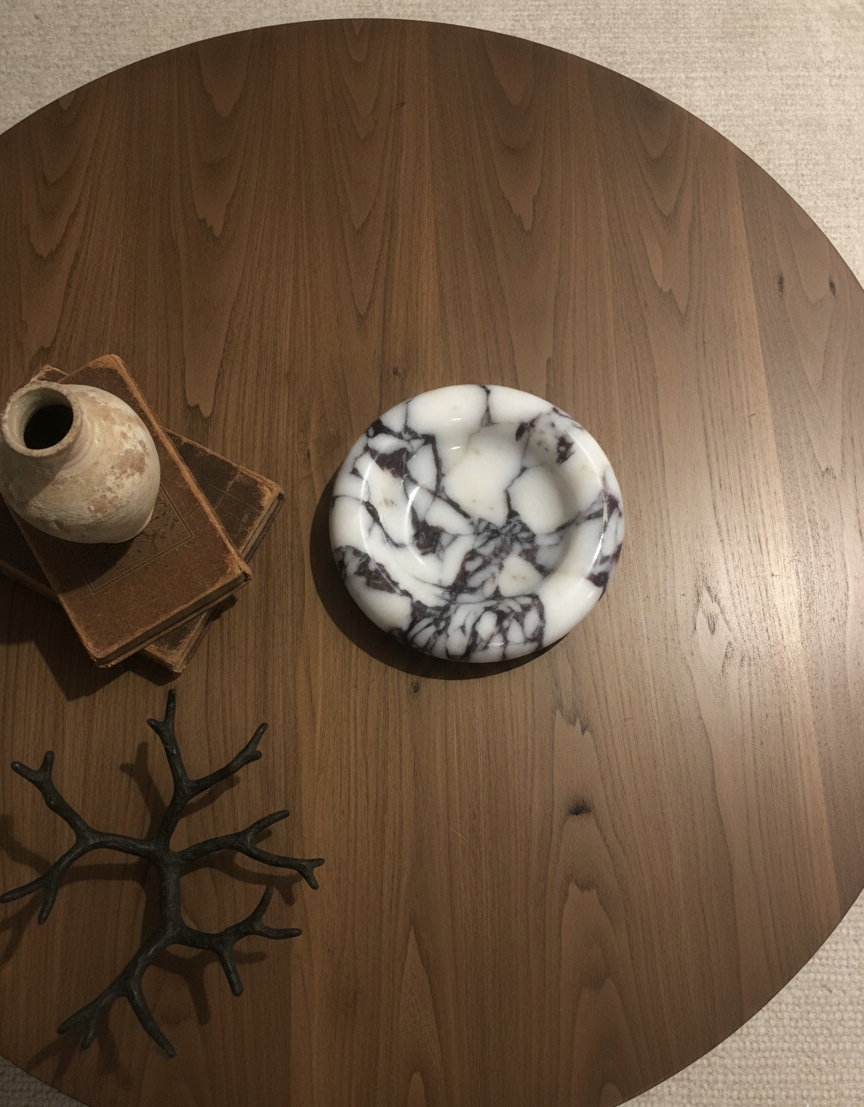 Polished Calacatta Viola Marble Decorative Bowl